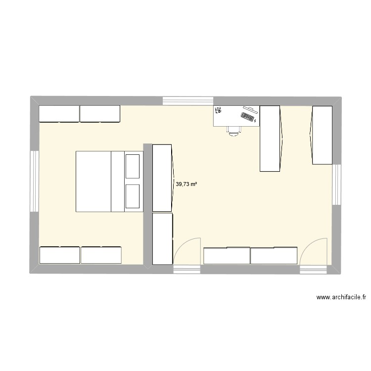 Villers - Etage 1. Plan de 1 pièce et 40 m2