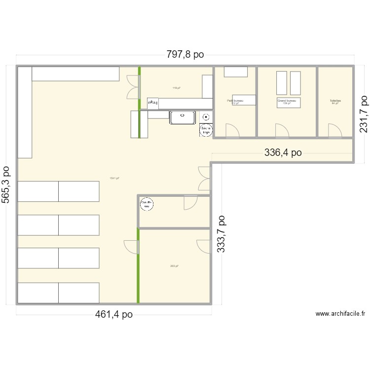 Local 302 - 5500 Fullum. Plan de 7 pièces et 207 m2