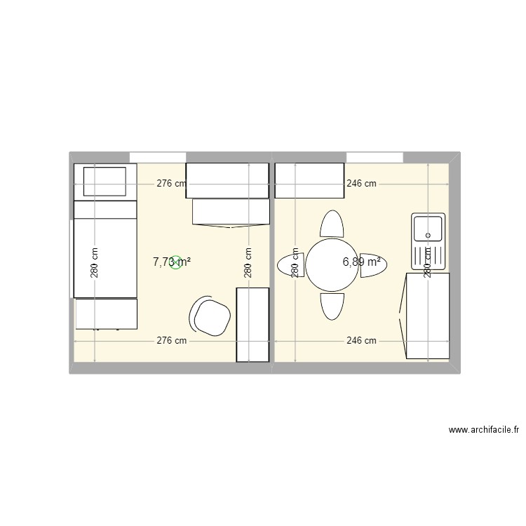 Enclos Furets/Rats. Plan de 2 pièces et 15 m2