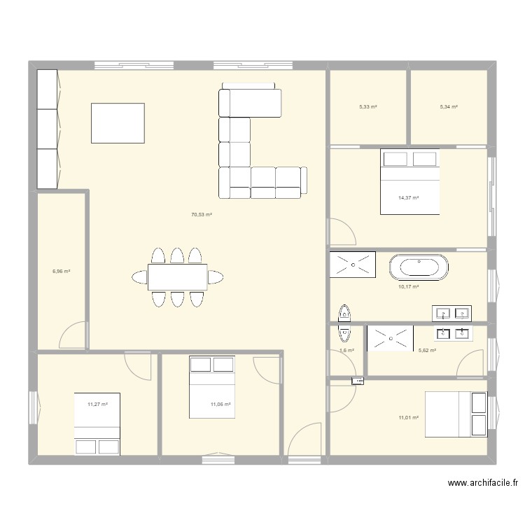 maison . Plan de 11 pièces et 153 m2