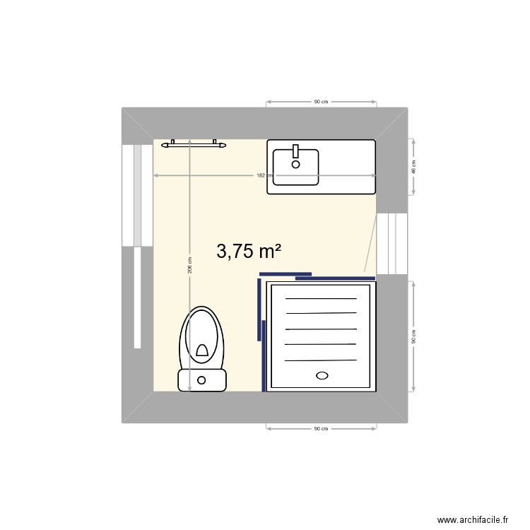 Détail SE1 Challans. Plan de 1 pièce et 4 m2