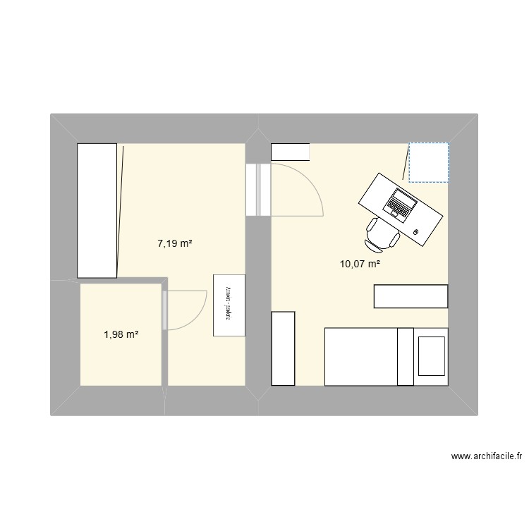 StudKims. Plan de 3 pièces et 19 m2