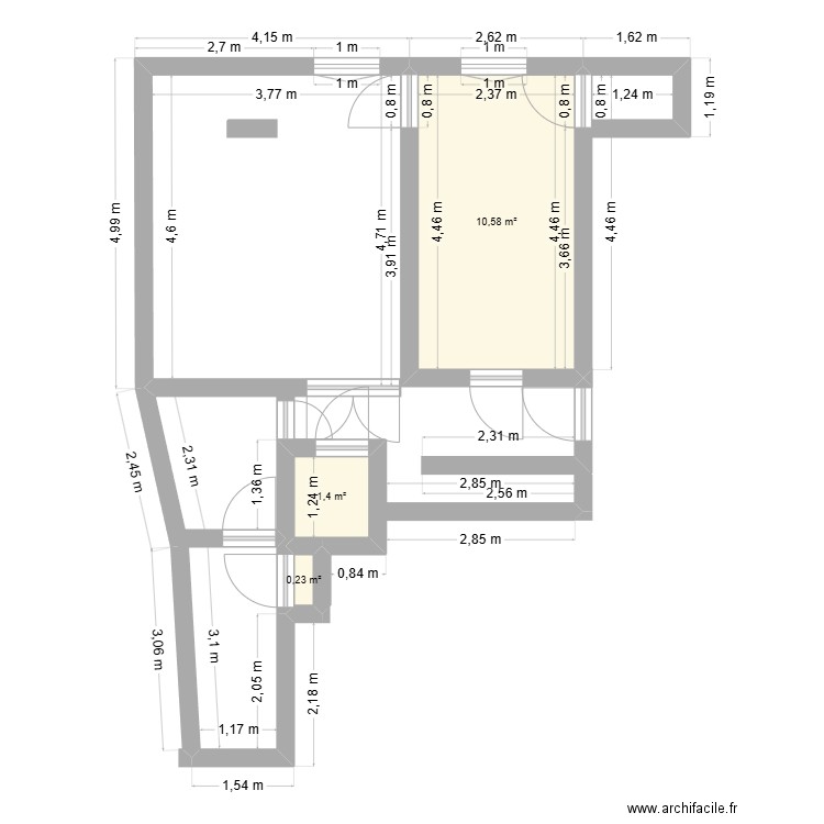 Lacedemone. Plan de 3 pièces et 12 m2