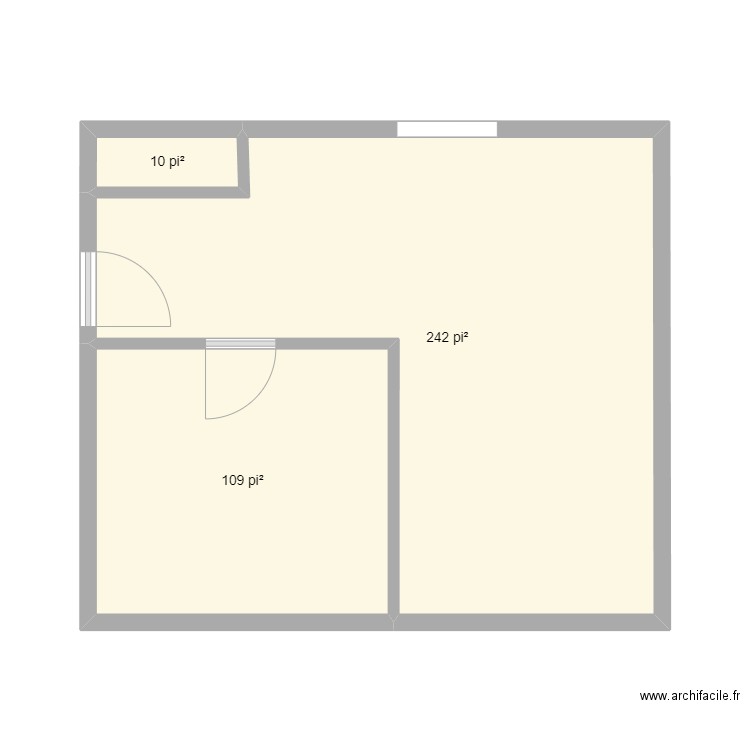 salon au fond. Plan de 3 pièces et 34 m2