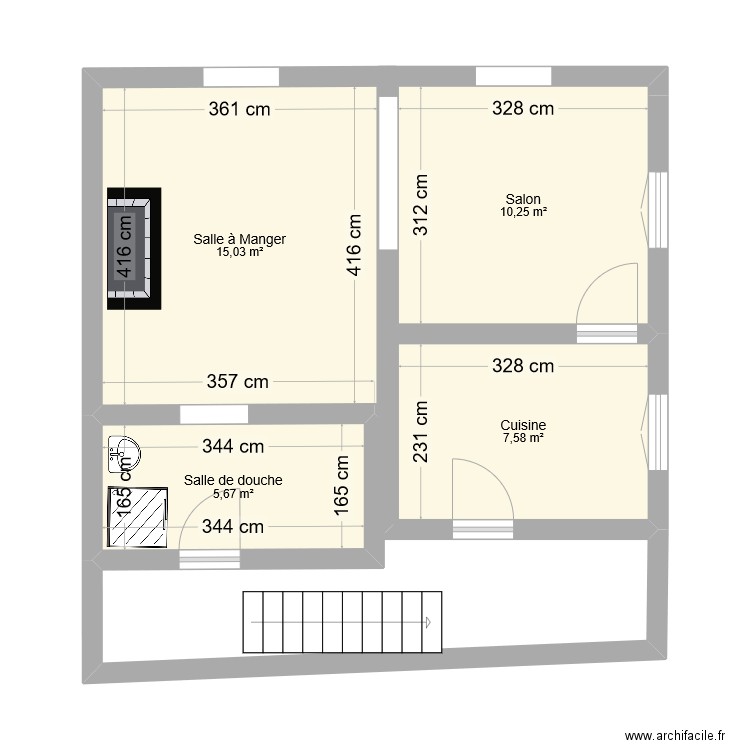 Plan. Plan de 4 pièces et 39 m2