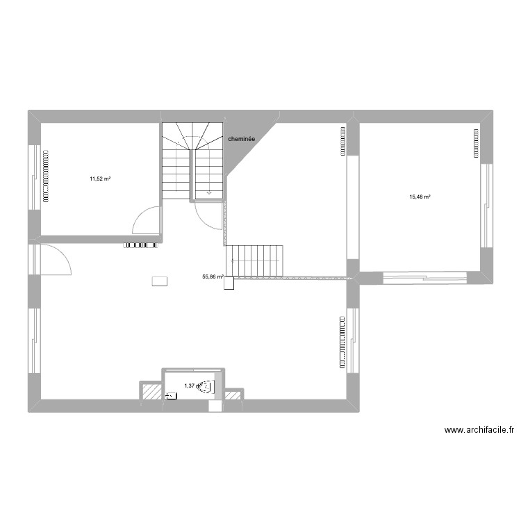 Dupont-LeGall_PlanAprès. Plan de 7 pièces et 86 m2