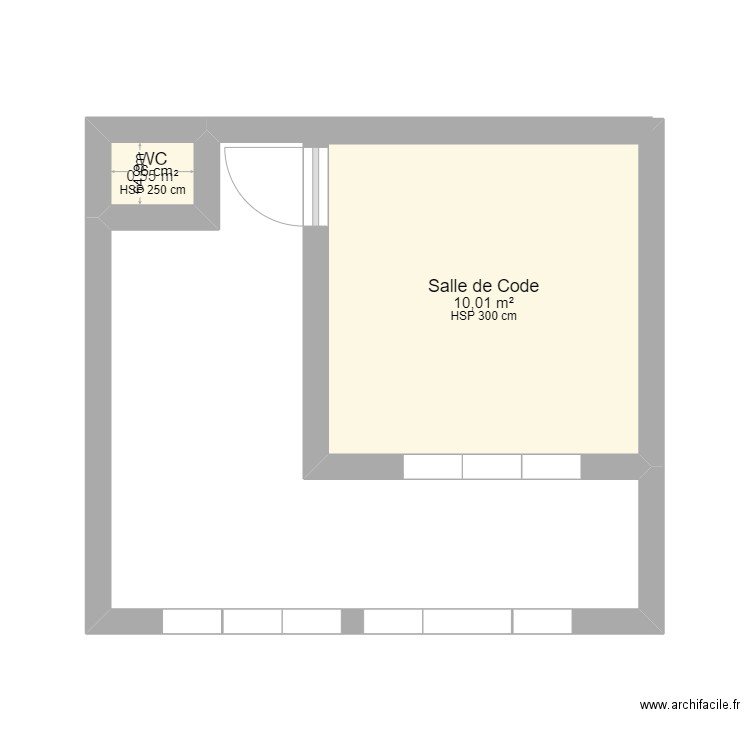 Bureau Nadia. Plan de 2 pièces et 11 m2