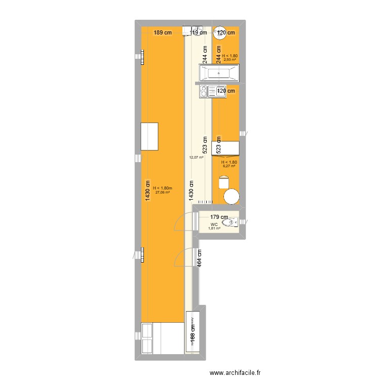 20 Coralie. Plan de 5 pièces et 50 m2