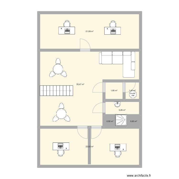 Plan 1er étage Sain jean de braye. Plan de 8 pièces et 87 m2