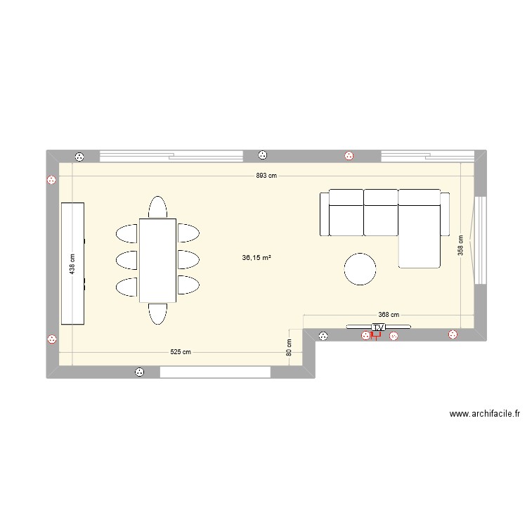 projet 2. Plan de 1 pièce et 36 m2