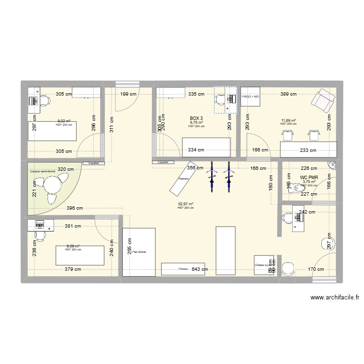 Cabinet projet. Plan de 6 pièces et 96 m2