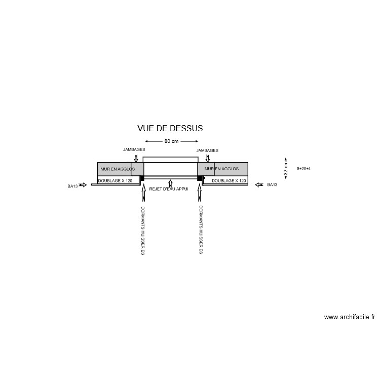 CROQUIS POSE MENUISERIE EN APPUI SUR ENCADREMENTS EN PIERRES. Plan de 0 pièce et 0 m2