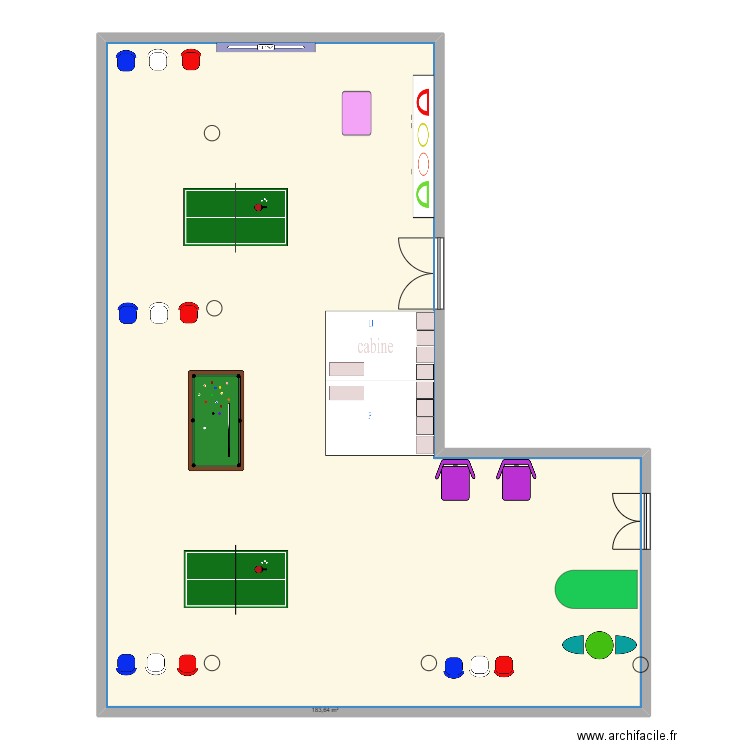 poitie. Plan de 1 pièce et 184 m2