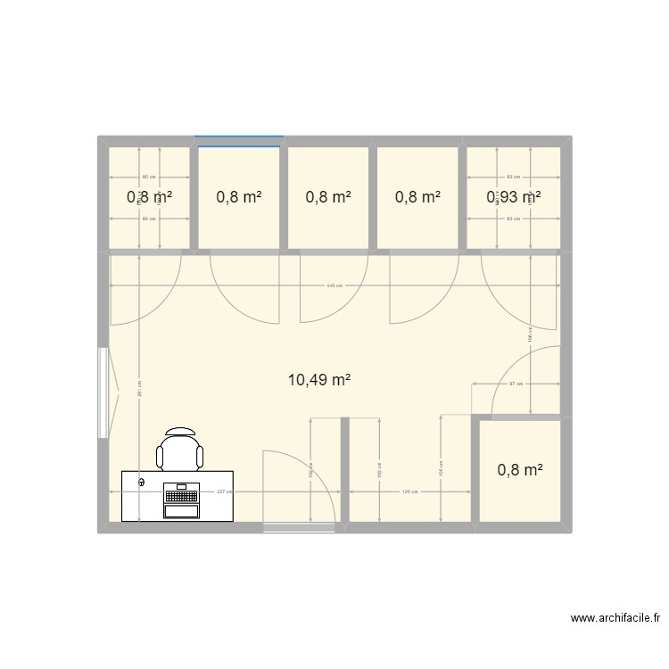 loge. Plan de 7 pièces et 15 m2