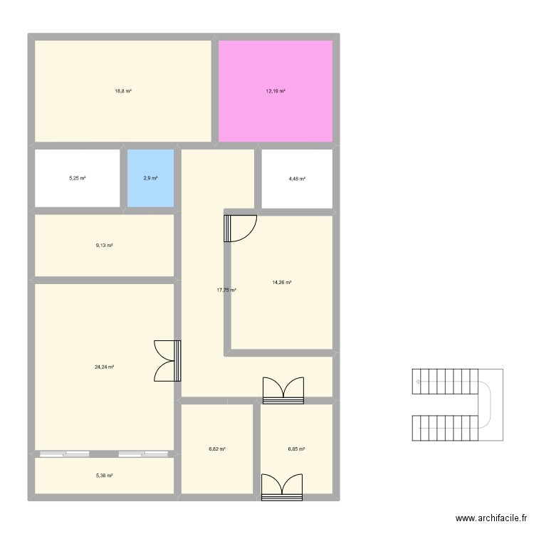 odiaoRDC2. Plan de 12 pièces et 128 m2