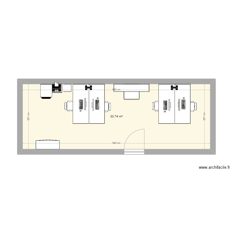 RDC-32. Plan de 1 pièce et 31 m2