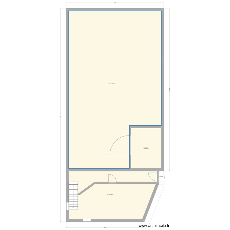 RDC Domenge. Plan de 3 pièces et 193 m2