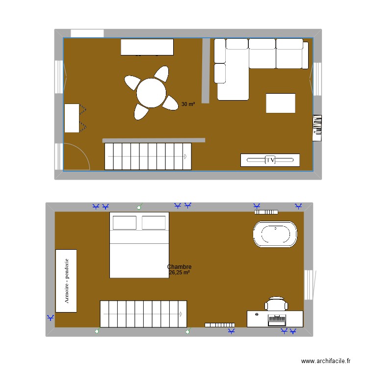 DIDEROT. Plan de 2 pièces et 56 m2