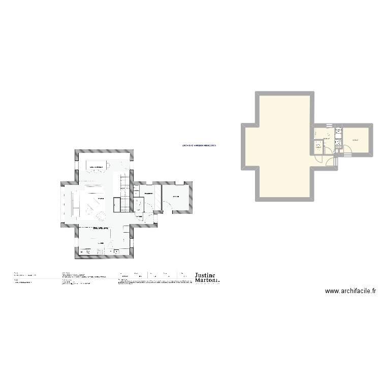 RDC. Plan de 6 pièces et 14 m2