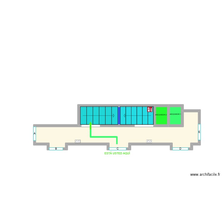 PLANO EVACIACIÓN MARISCA 4. Plan de 4 pièces et 9 m2