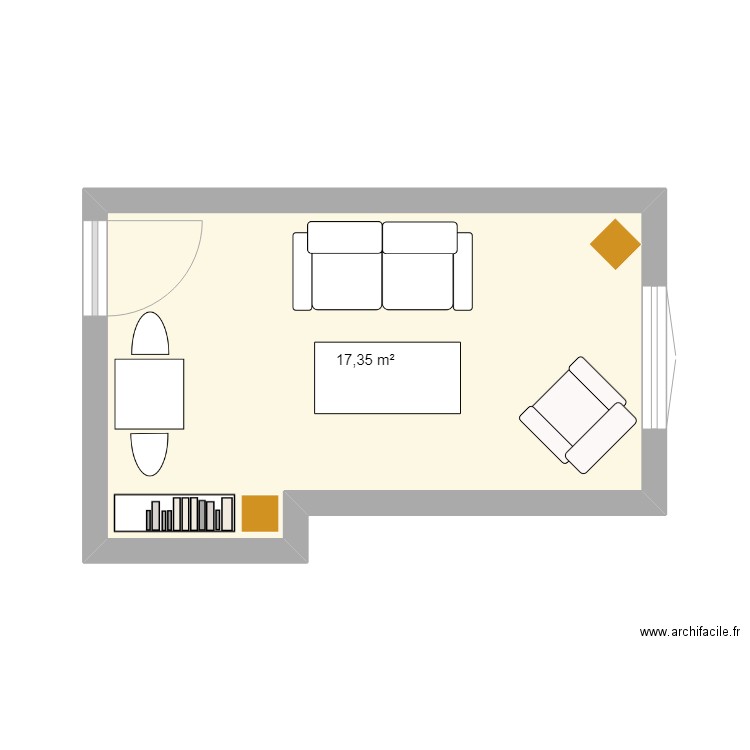 SALON - ORDENER. Plan de 1 pièce et 17 m2