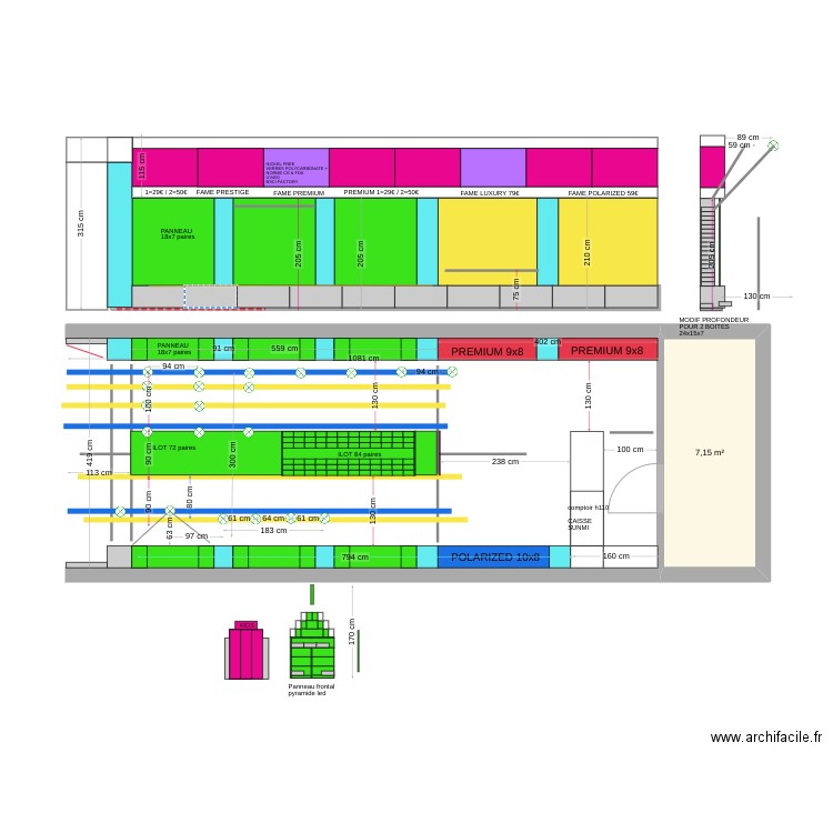 PLAN SUNGLASSES V10 SNG h320. Plan de 1 pièce et 7 m2