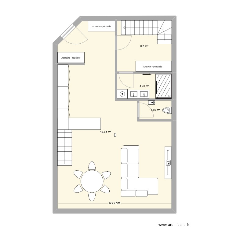 appartement bollos. Plan de 4 pièces et 64 m2