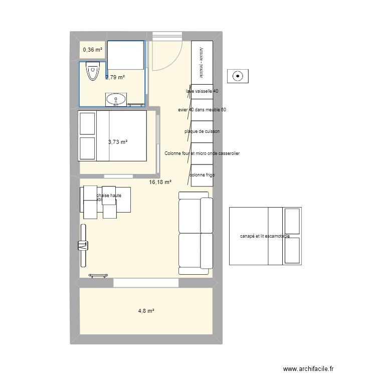 FLAINE N° 3. Plan de 5 pièces et 28 m2