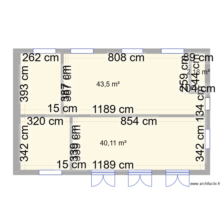 Igoville Etage RDC. Plan de 3 pièces et 86 m2