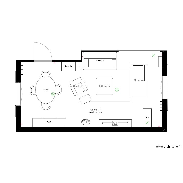 Salon C.C Charpentier. Plan de 1 pièce et 30 m2