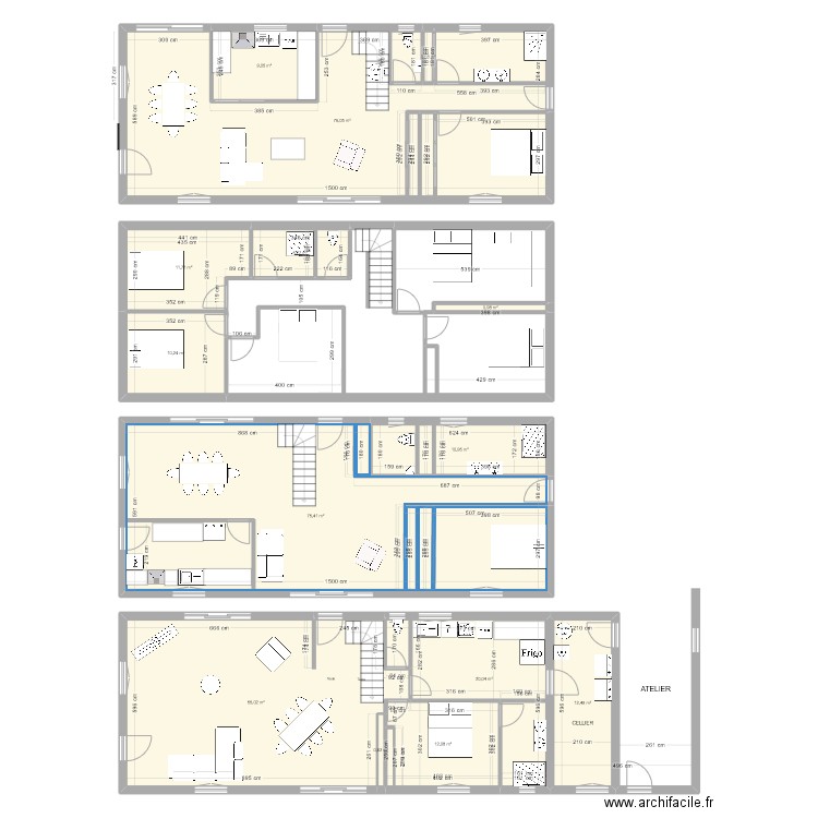 NAT ET FRED. Plan de 14 pièces et 301 m2