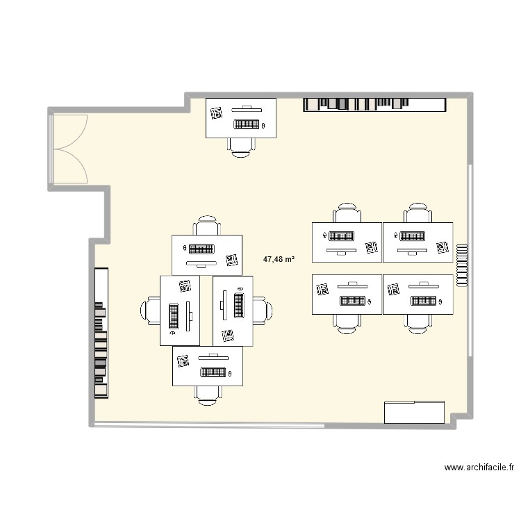 Bureau projet 1. Plan de 1 pièce et 47 m2