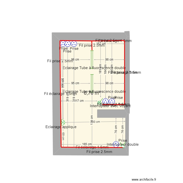 Touques. Plan de 1 pièce et 7 m2