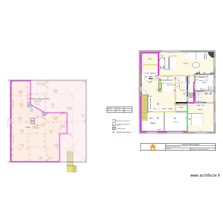 Combles Castel R2 / avec cheminée. Plan de 11 pièces et 149 m2