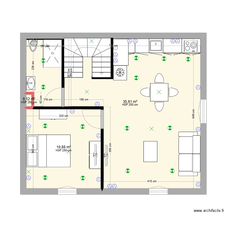 plan 3 eme. Plan de 3 pièces et 47 m2