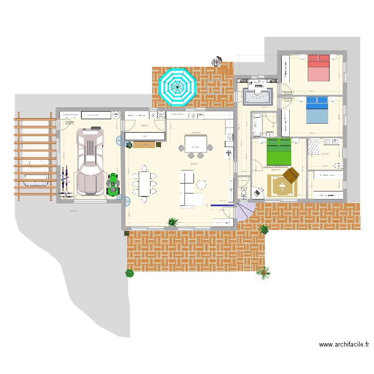 Ploulec'h_Plain Pied_EnCours. Plan de 9 pièces et 170 m2