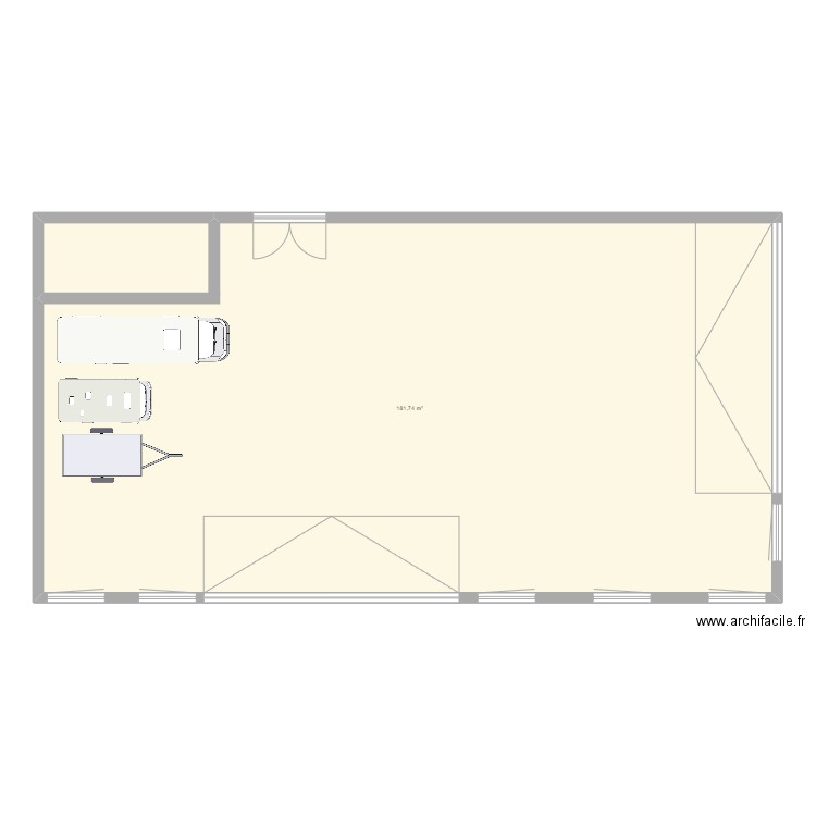 rdc. Plan de 1 pièce et 182 m2