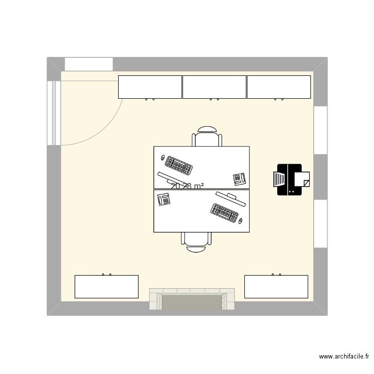 Bur Scan - greffier greffe avec bureaux. Plan de 1 pièce et 20 m2