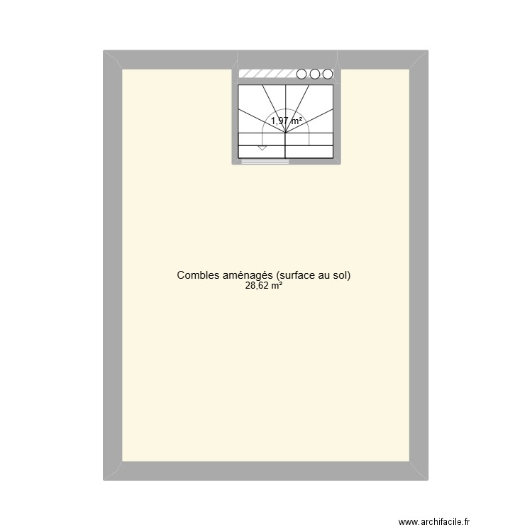 Combles. Plan de 3 pièces et 31 m2