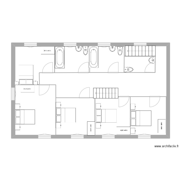 MINOTERIE 1er étage. Plan de 8 pièces et 128 m2