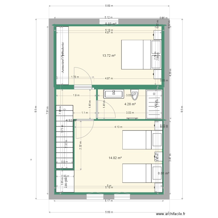 coli3. Plan de 7 pièces et 37 m2