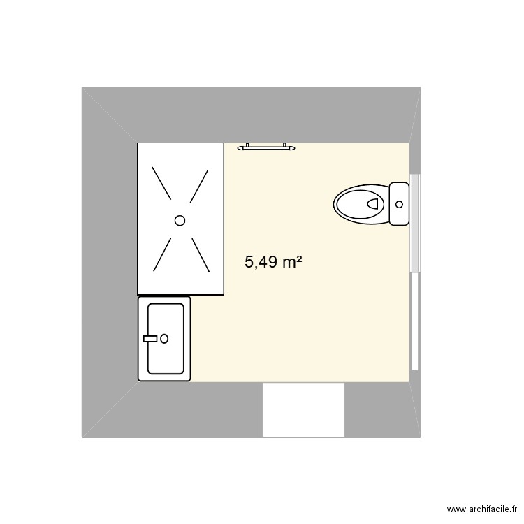 SdB RdC ok Fauteuill et baignoire amovible dans douche. Plan de 1 pièce et 5 m2