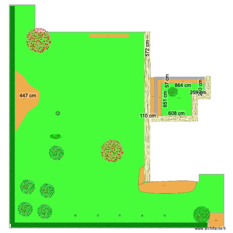 JARDIN  . Plan de 4 pièces et 1292 m2