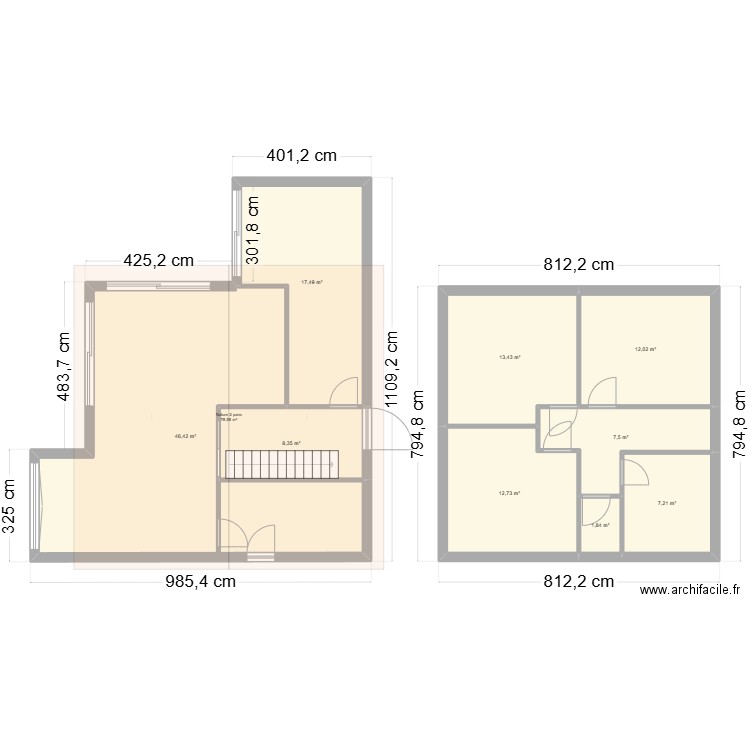 PROJET 1. Plan de 9 pièces et 127 m2