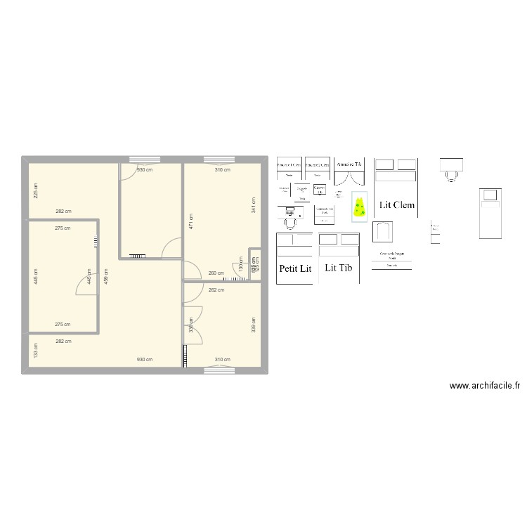 Etage 1 - base. Plan de 6 pièces et 110 m2