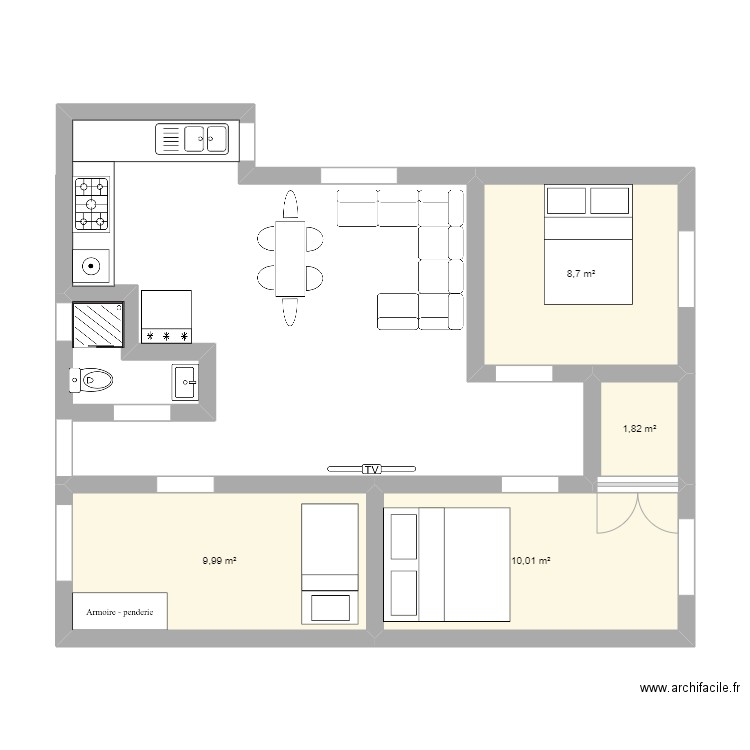 plan1. Plan de 4 pièces et 31 m2