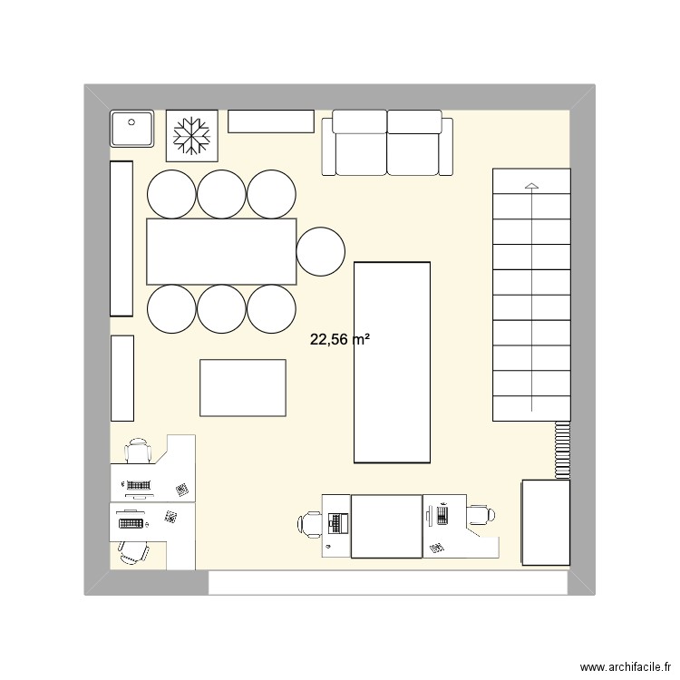 mlp premier étage . Plan de 1 pièce et 23 m2