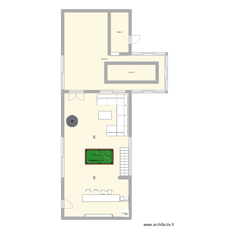 Grange 1. Plan de 4 pièces et 128 m2