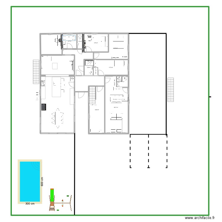 plan hésingue  version avec jardin travaux. Plan de 11 pièces et 1034 m2