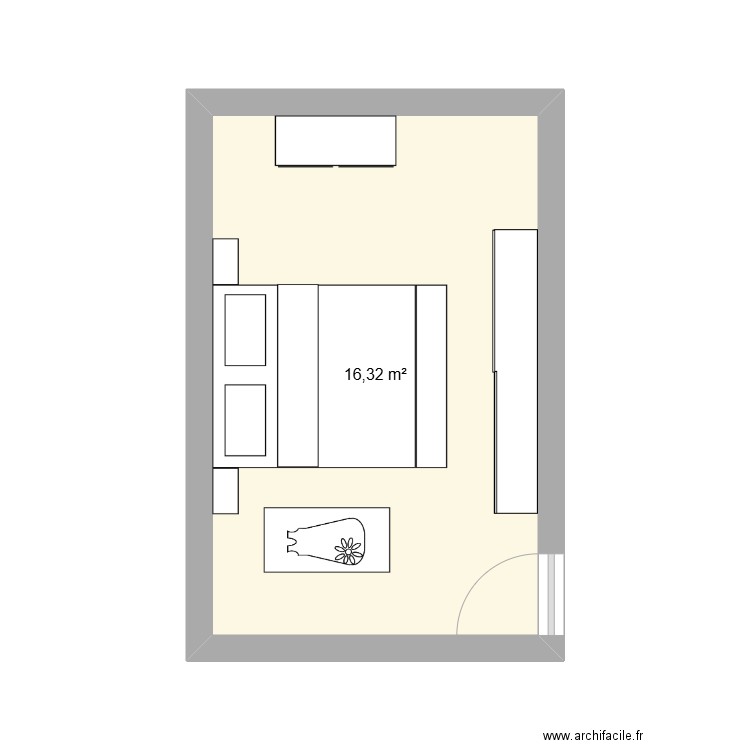 Chambre 1 . Plan de 1 pièce et 16 m2